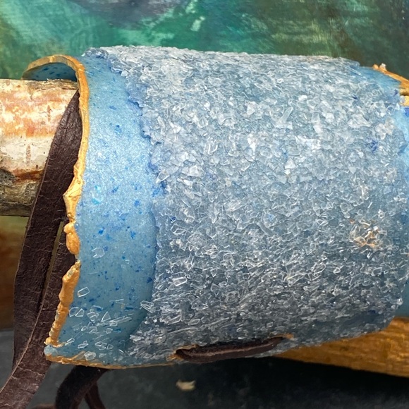 Matana handmade cuff blue gold bohemian bracelet - Picture 7 of 7